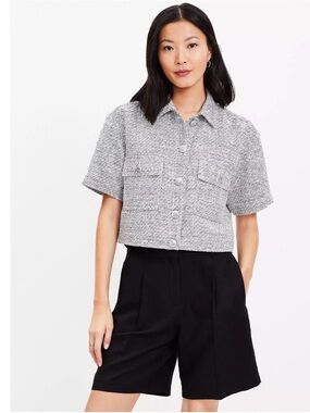LOFT Gray Tweed Short Jacket